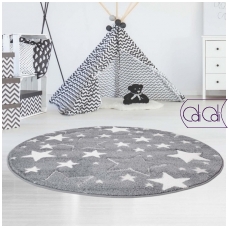 Apvalus kilimas vaikų kambariui „Pilkos žvaigždutės“