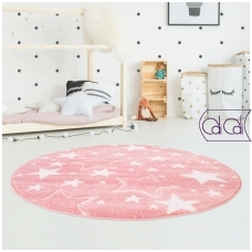 Apvalus kilimas vaikų kambariui „Rožinės žvaigždutės“