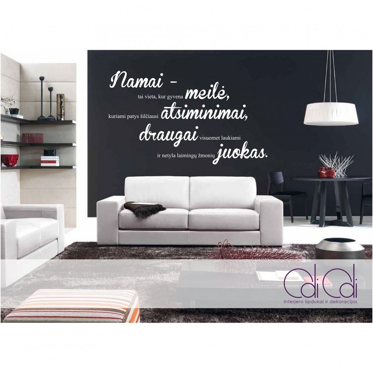 Sienos lipdukas „Namai – tai vieta, kur…“ horizontalus Sienos lipdukas „Namai – tai vieta, kur…“ horizontalus