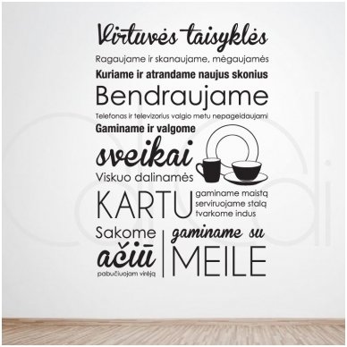 Lipdukas ant sienos „Virtuvės taisyklės“