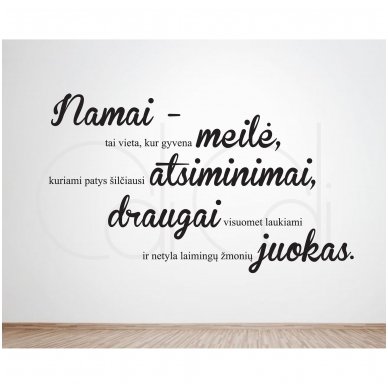 Sienos lipdukas „Namai – tai vieta, kur…“ horizontalus 1 Sienos lipdukas „Namai – tai vieta, kur…“ horizontalus 1