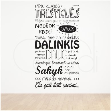 Lipdukas ant sienos „Klasės taisyklės“ Lipdukas ant sienos „Klasės taisyklės“