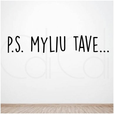 Sienos lipdukas „p.s. myliu tave“ skandinaviškas