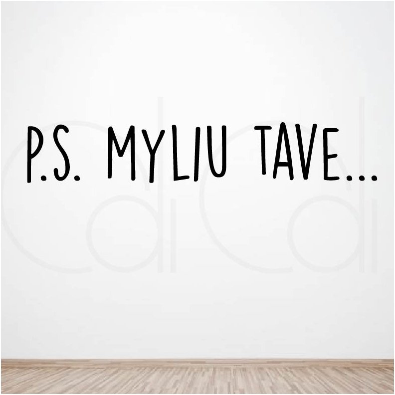 Sienos lipdukas „p.s. myliu tave“ skandinaviškas