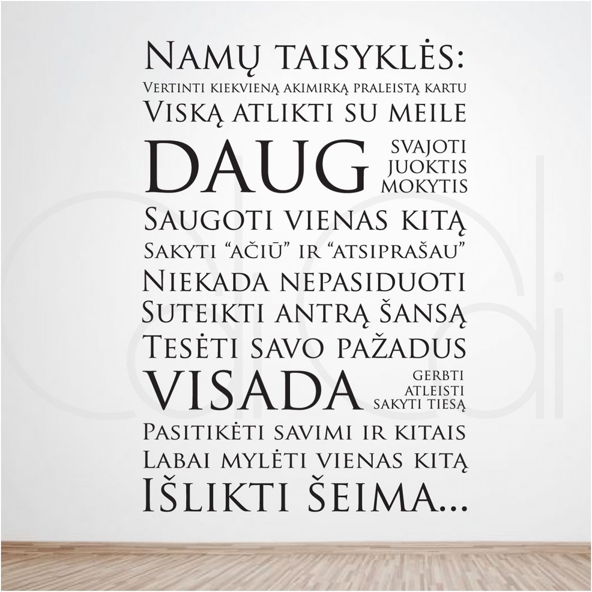 Sienos lipdukas namų taisyklės „Išlikti šeima“ Sienos lipdukas namų taisyklės „Išlikti šeima“