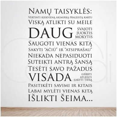 Sienos lipdukas namų taisyklės „Išlikti šeima“ Sienos lipdukas namų taisyklės „Išlikti šeima“