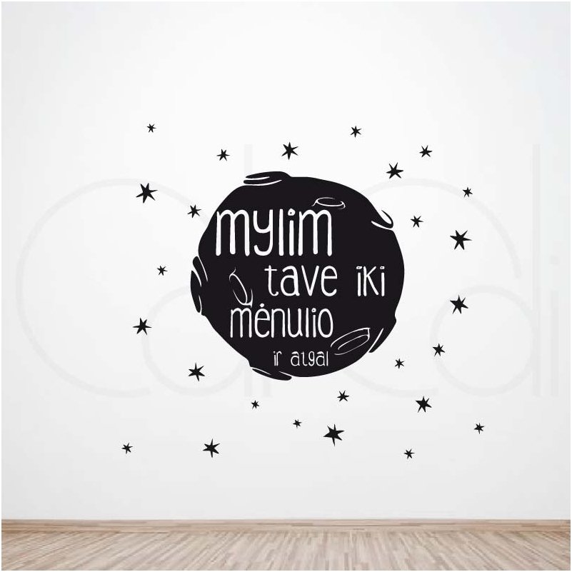 Lipdukas vaikų kambariui „Mylim iki mėnulio“ Lipdukas vaikų kambariui „Mylim iki mėnulio“